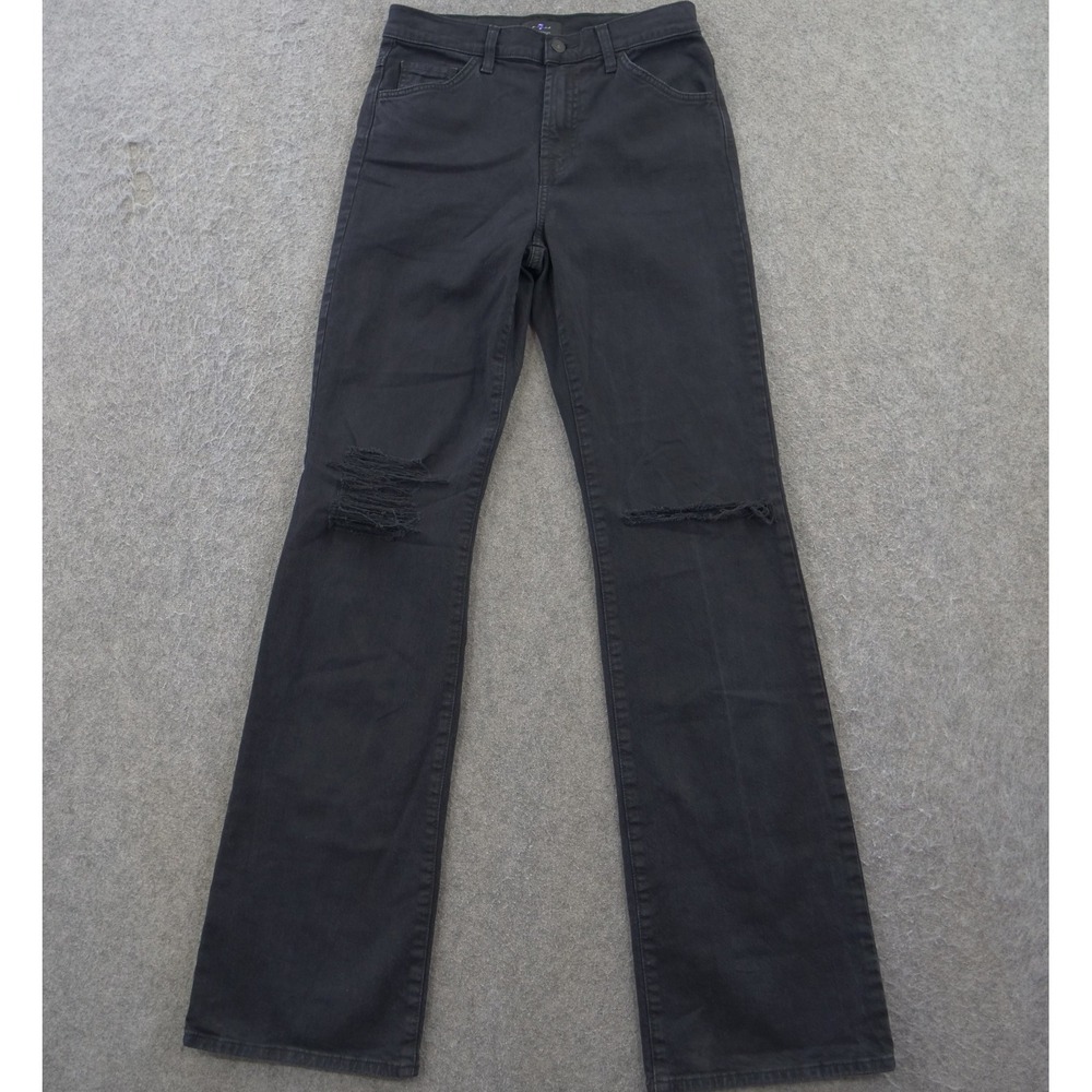 Seven For All Mankind Jeans Womens 27 Black Tall Boot Denim Distressed High Rise